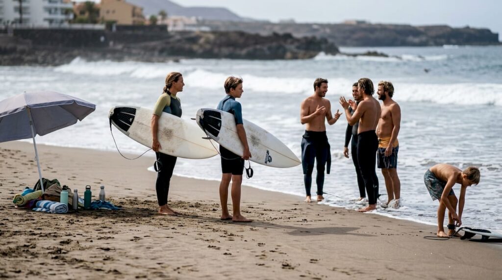 Una familia llega a Tenerife para disfrutar del surf y recibe una cálida bienvenida por parte de la gente local.