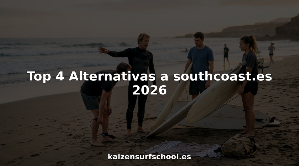 Un monitor de surf da clases a turistas en la playa al amanecer.